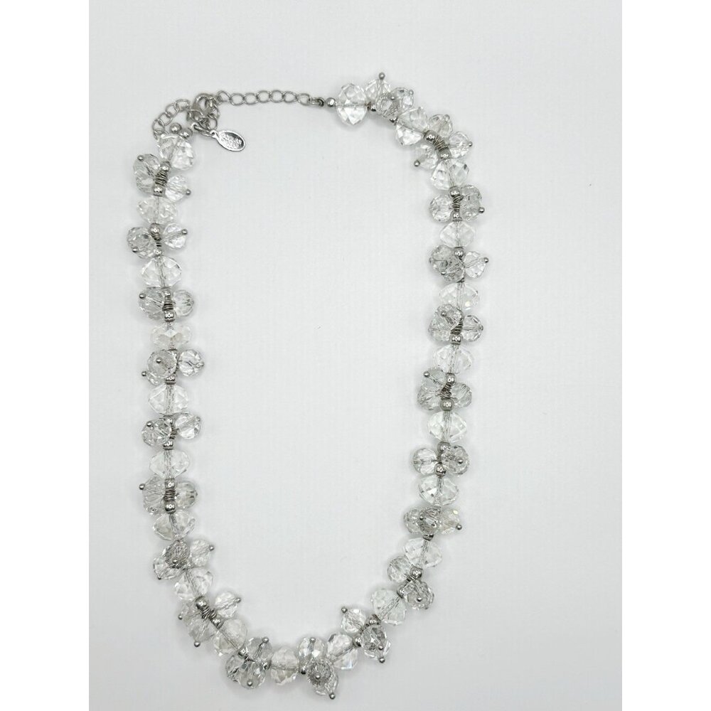Sparkling Nolan Miller Faceted‎ Glass Crystal Necklace Beaded 16 To 19” - Picture 2 of 3
